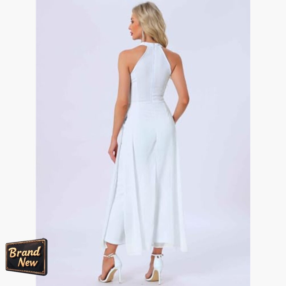 Small Halter Neck Jumpsuit Sleeveless Wide Leg Formal Summer Wedding - Picture 3 of 7